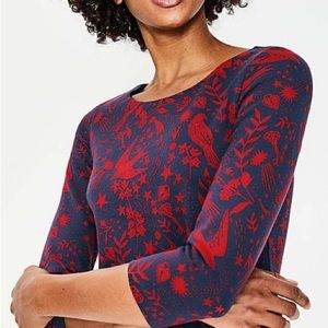 Boden Winifred Jersey Jaquard Dress 4R red navy